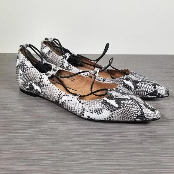 Halogen Owen Ghillie Flat. Snakeskin Black & White Print, Womens Size 9.5 M - Picture 3 of 12